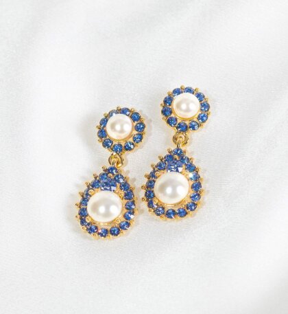 Sofia earrings - Sapphire pearl (Gold)