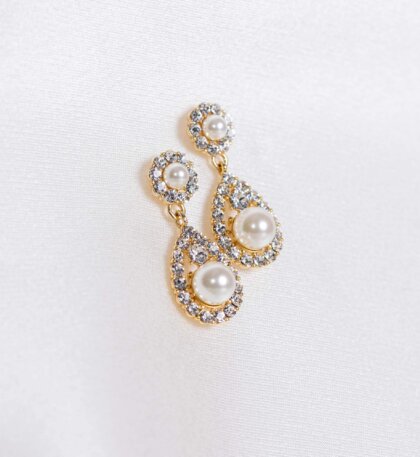 Petite Sofia pearl earring - Crystal (Gold)