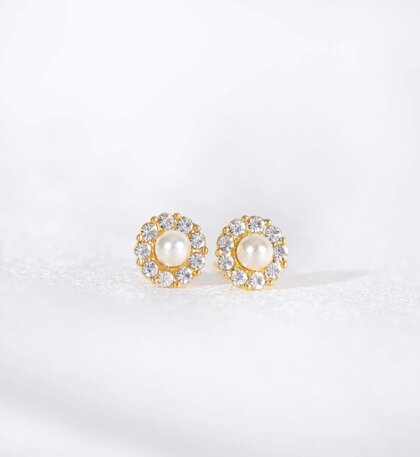 Petite Miss Sofia pearl earrings - Crystal (Gold)