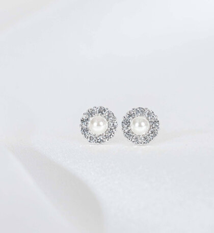 Petite Miss Sofia pearl earrings - Crystal (Silver)