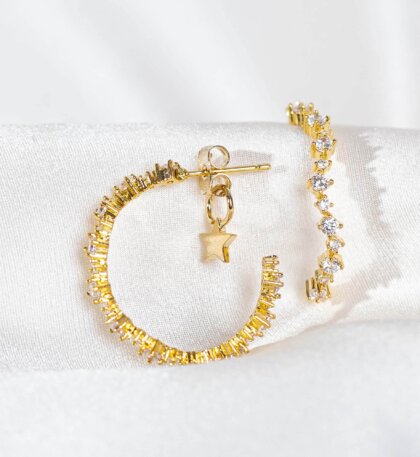Capella hoops earrings - Crystal (Gold)